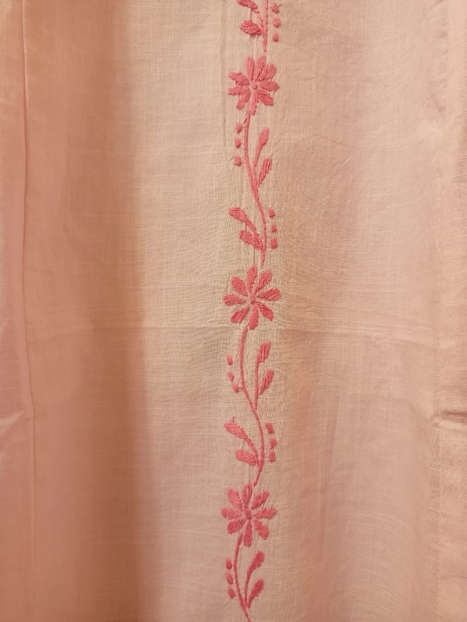 Pink Hand Embroidered Cotton Kurta and Kota Doriya Dupatta