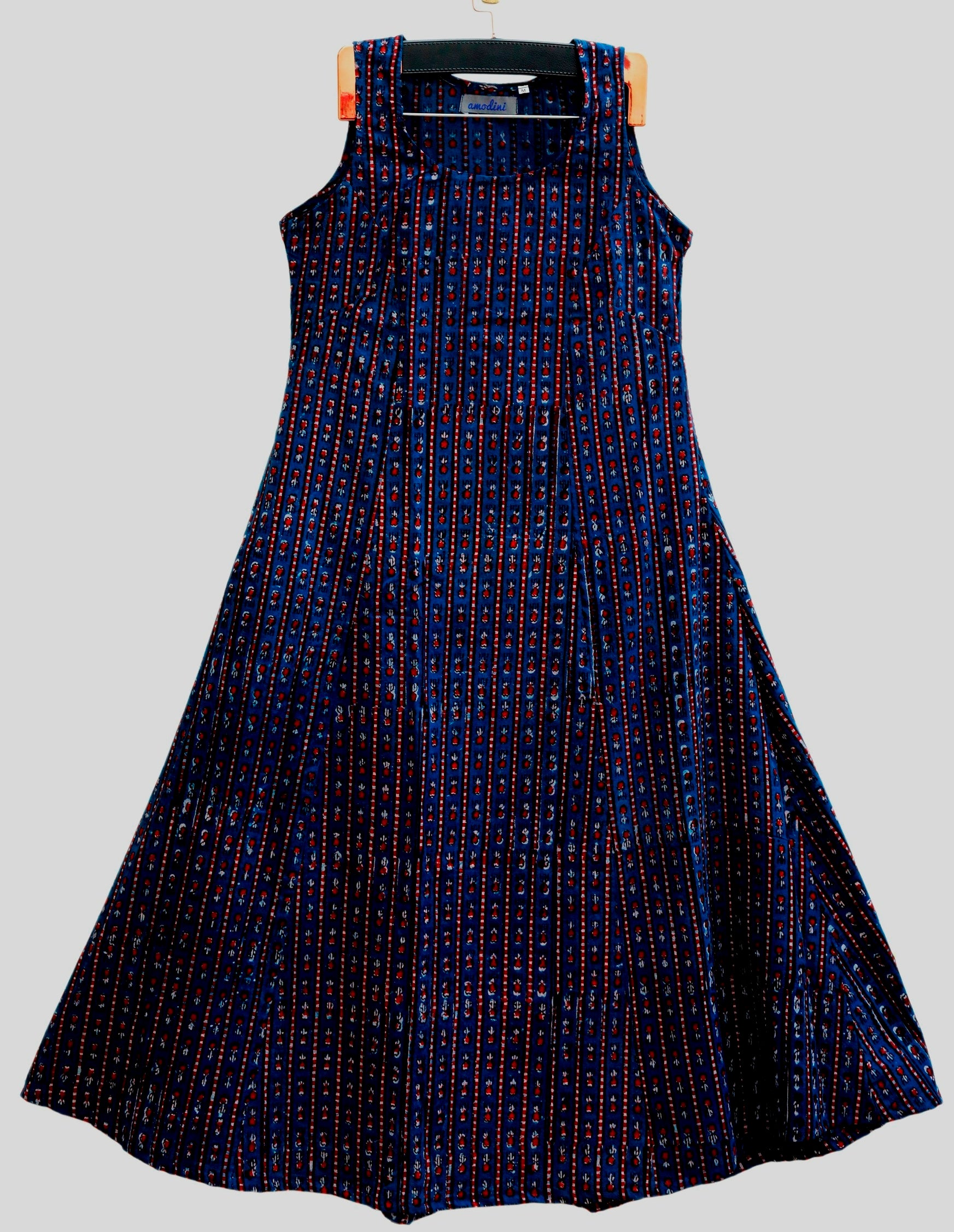 BLUE HAND BLOCK PRINT COTTON DRESS