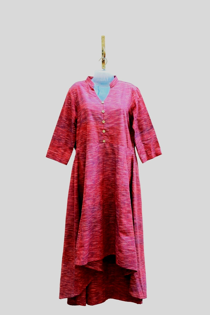 Abstract Patterned Khadi Layered Dress-Kurta