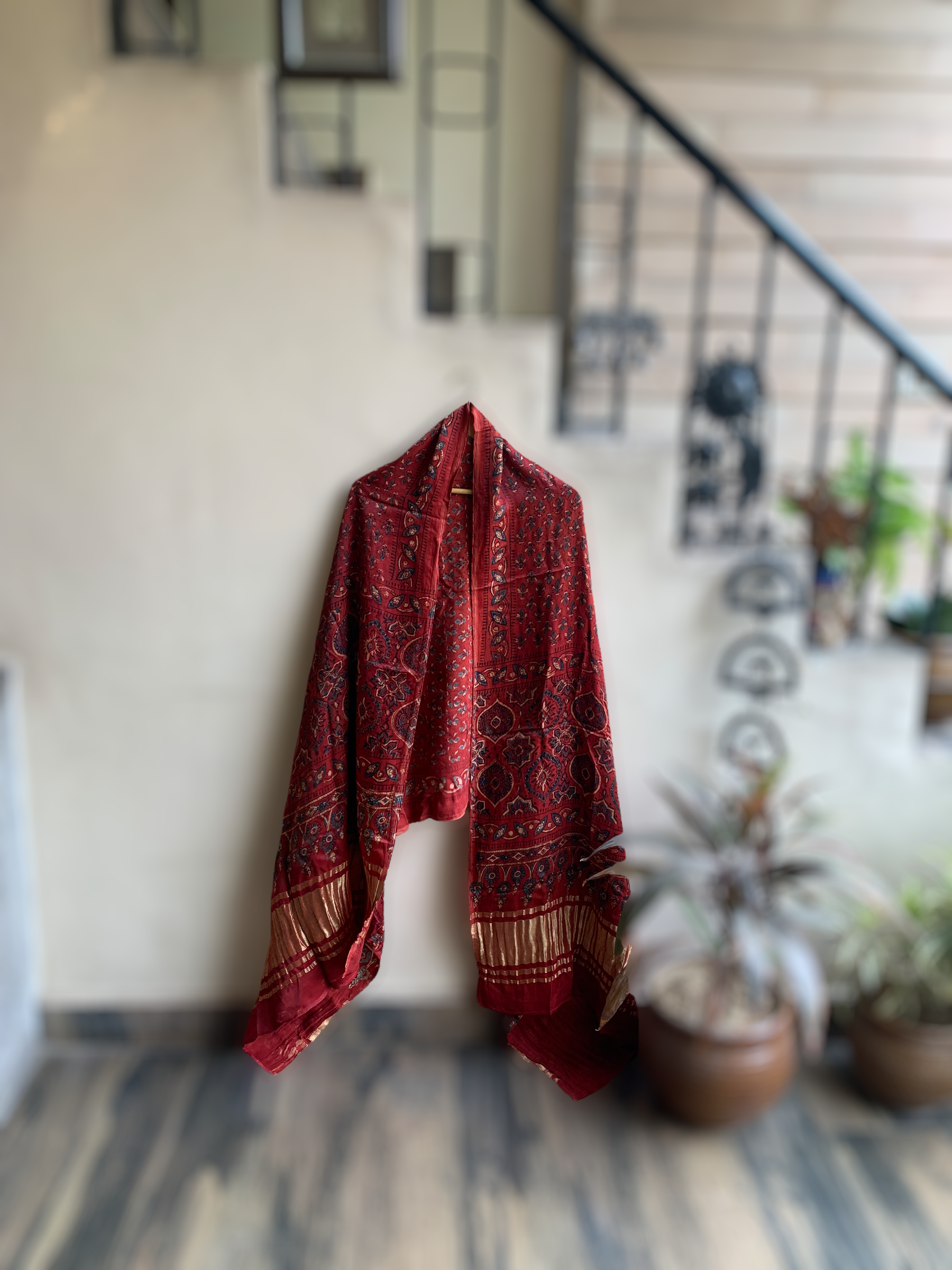 Red Modal Silk Dupatta