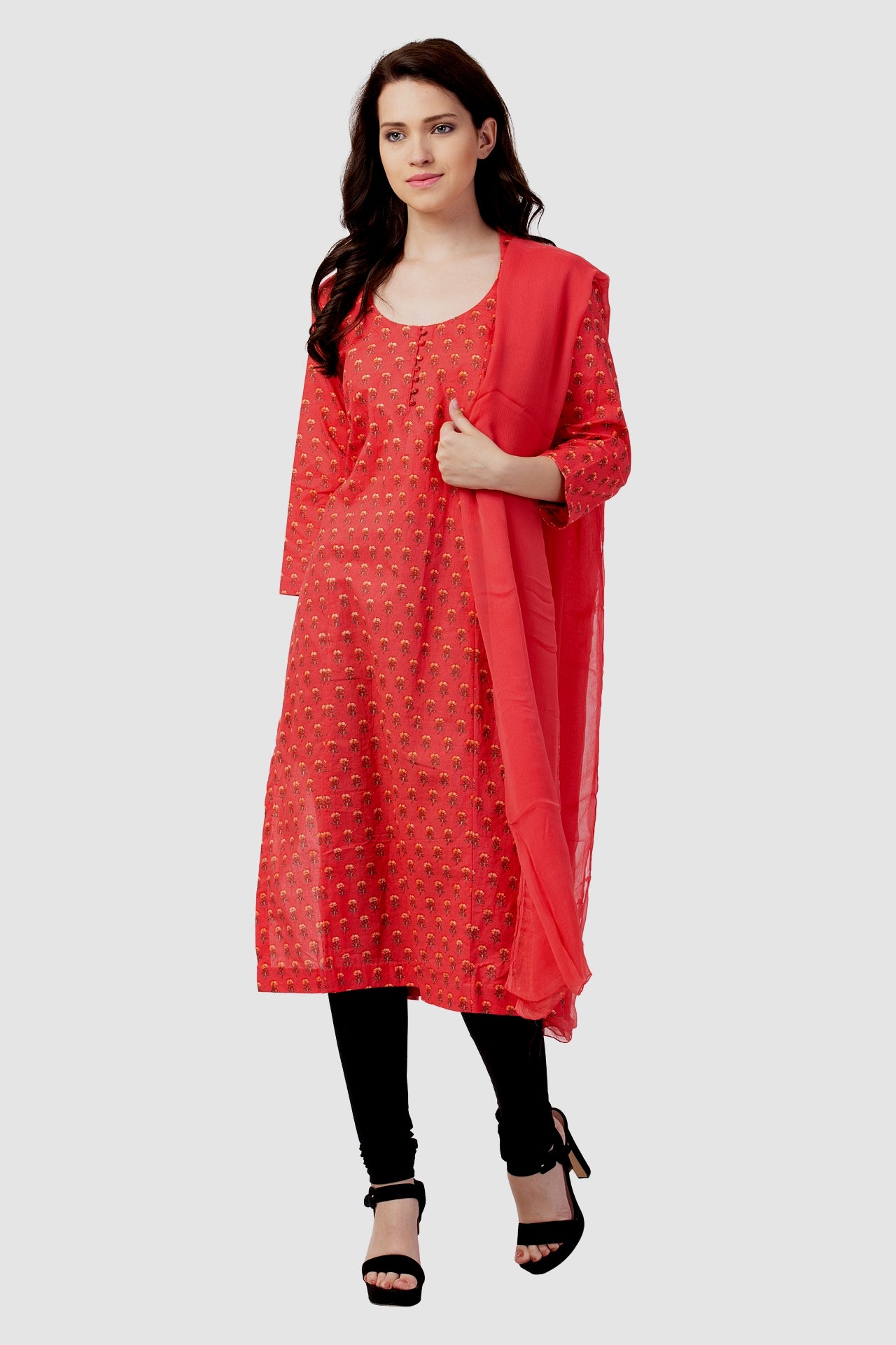 Amodini Pink Printed Cotton Kurta