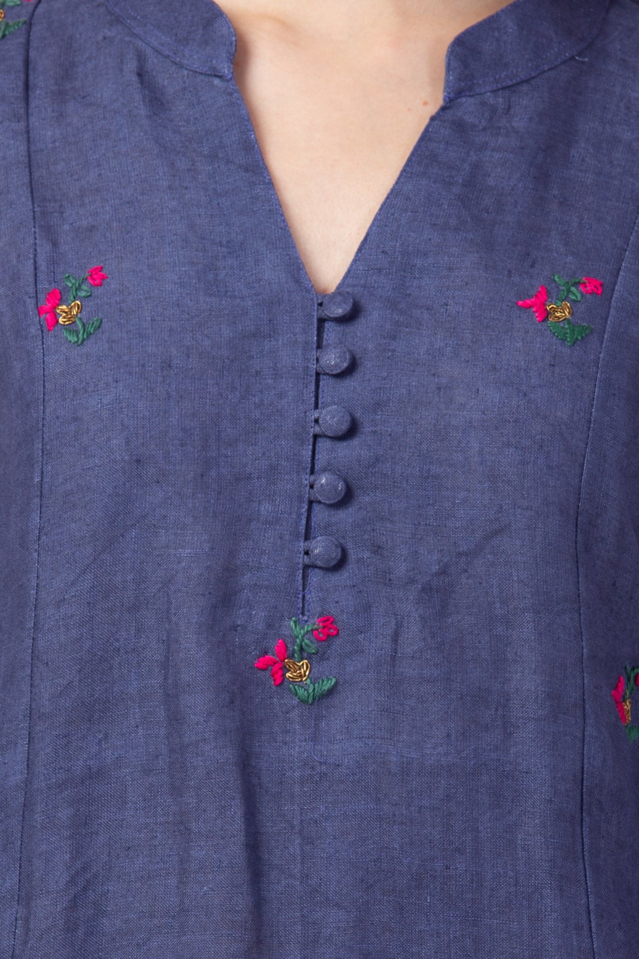 Amodini Winter Wear Blue Spun Embroidered Kurta