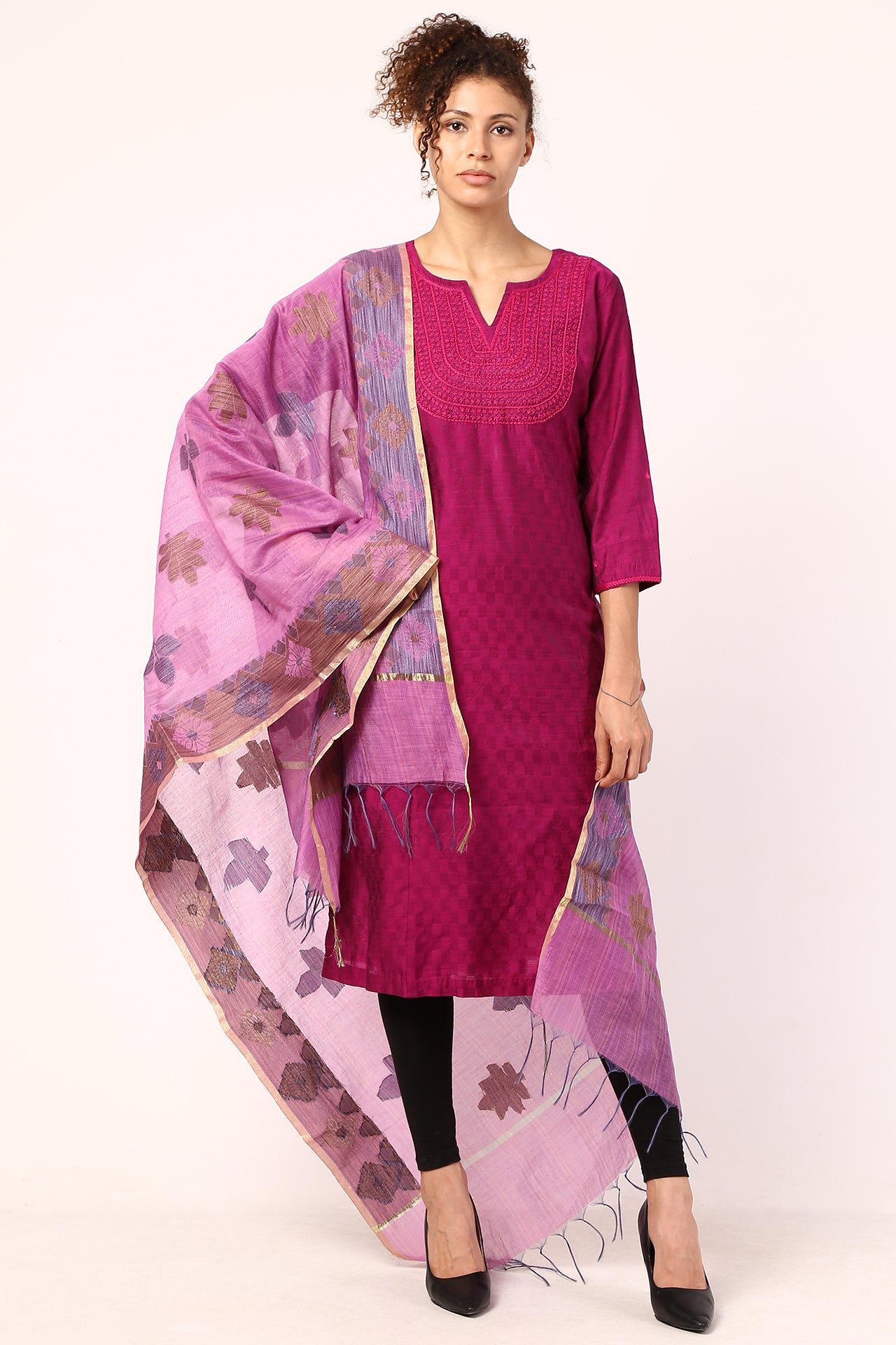 AMODINI PURPLE FLORAL BLENDED DUPATTA