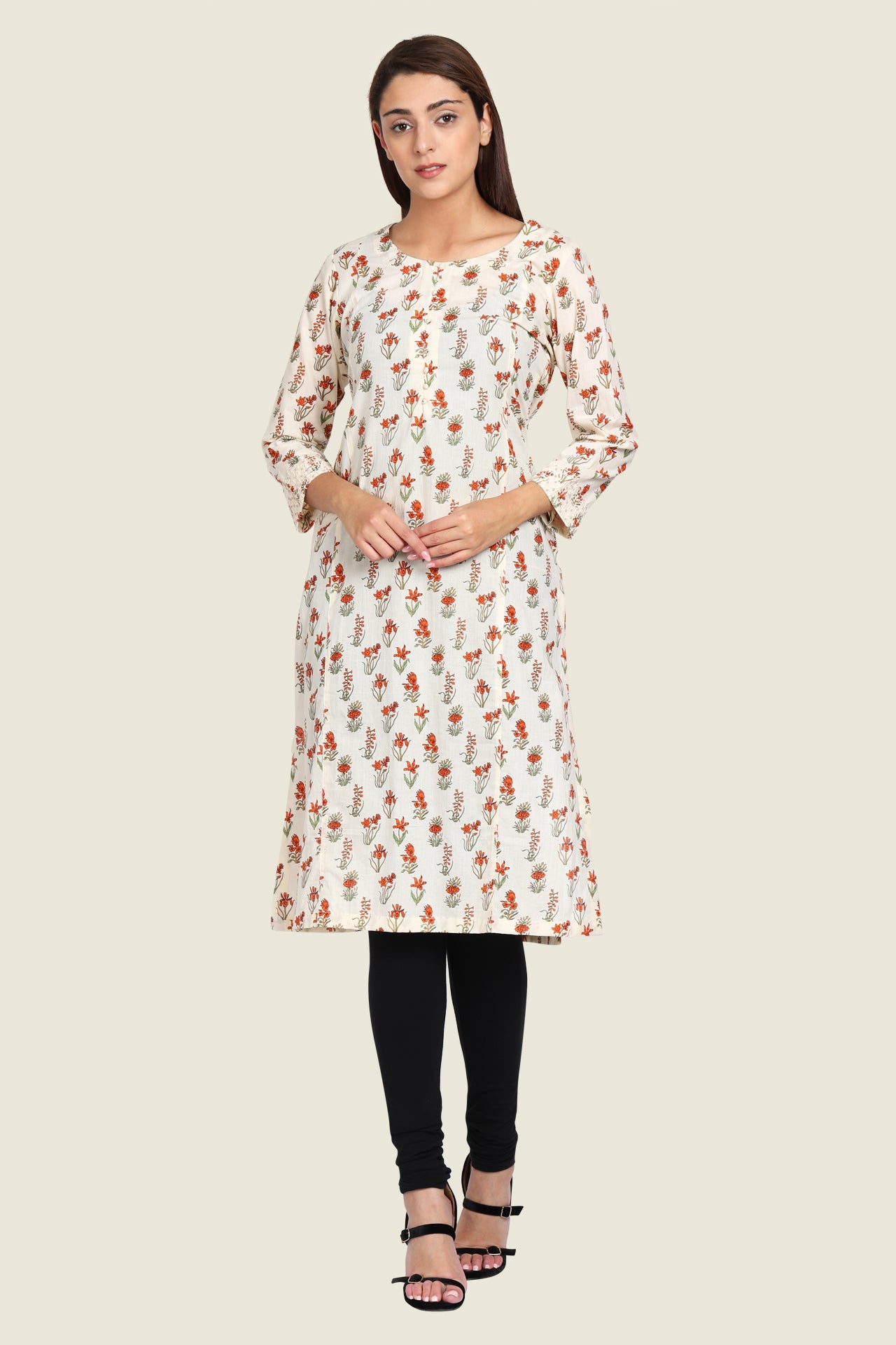 AMODINI CREAM PRINTED WITH EMBROIDERY ON SLEEVES