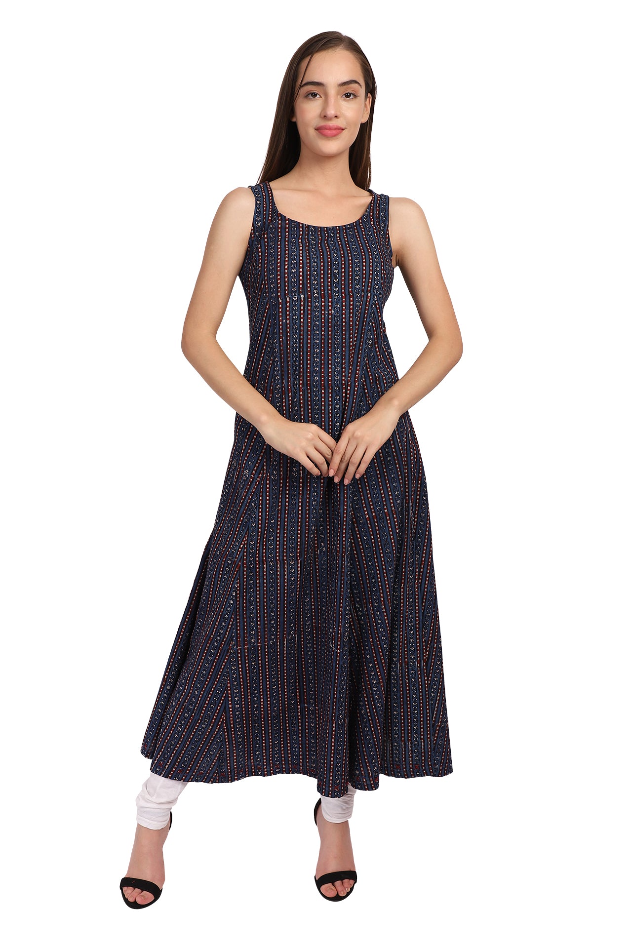 Amodini blue striped cotton dress