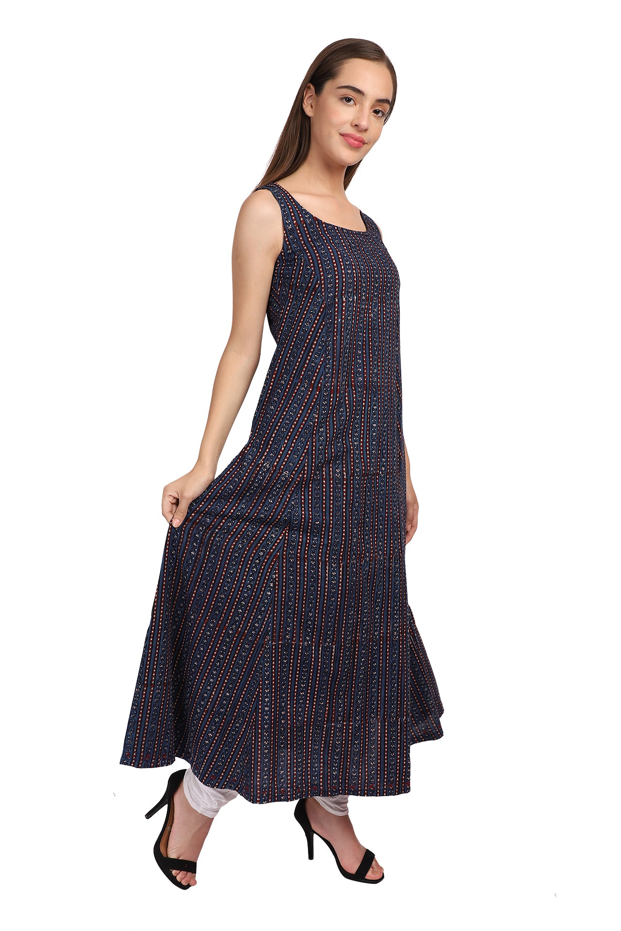 Amodini blue striped cotton dress