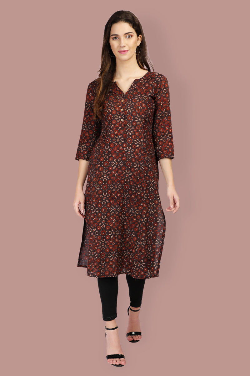 Amodini Blue Ajrakh Cotton Kurta