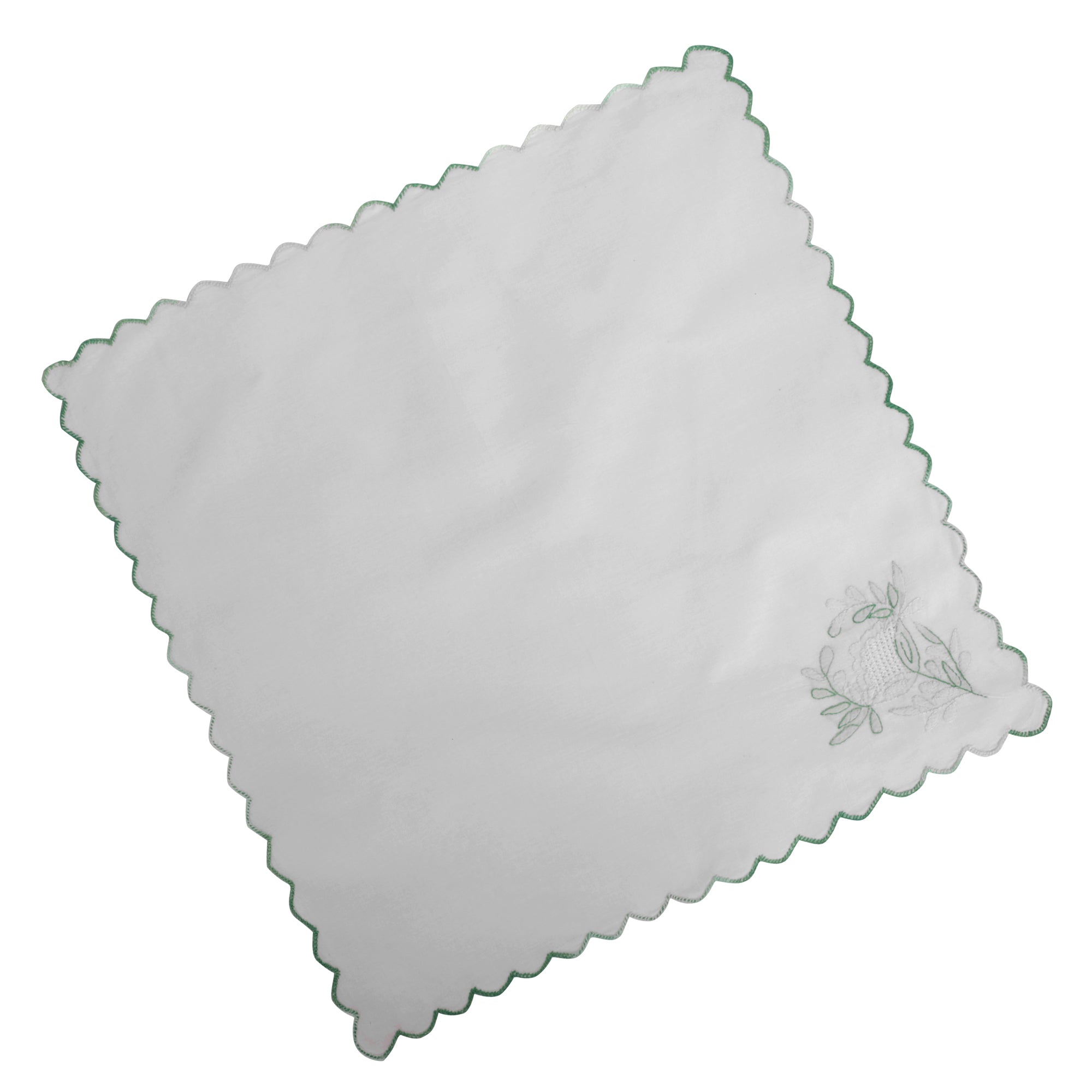 White and Green Table Mat and Napkin Set