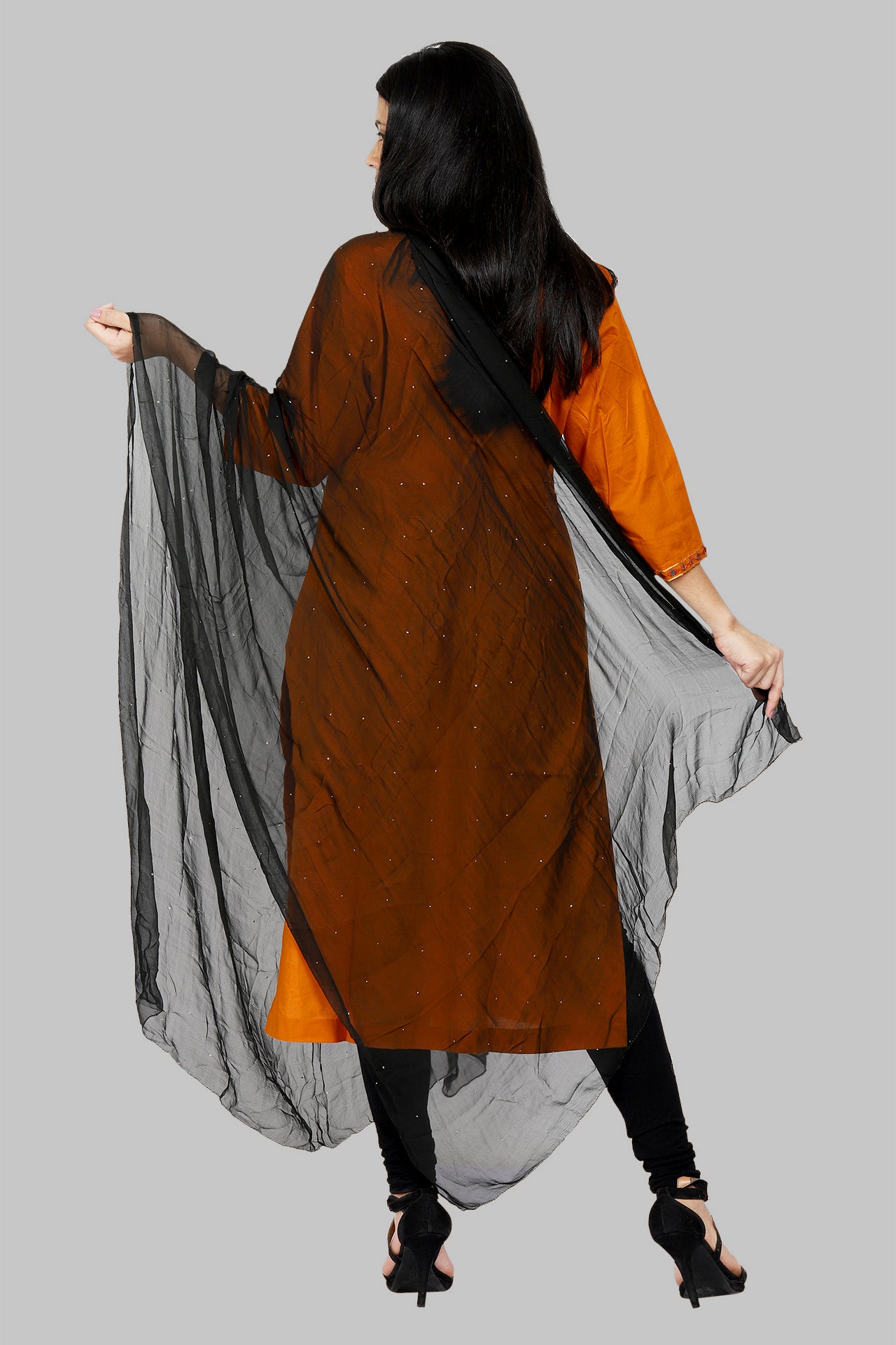 AMODINI BLACK MUKAISH CHIFFON DUPATTA